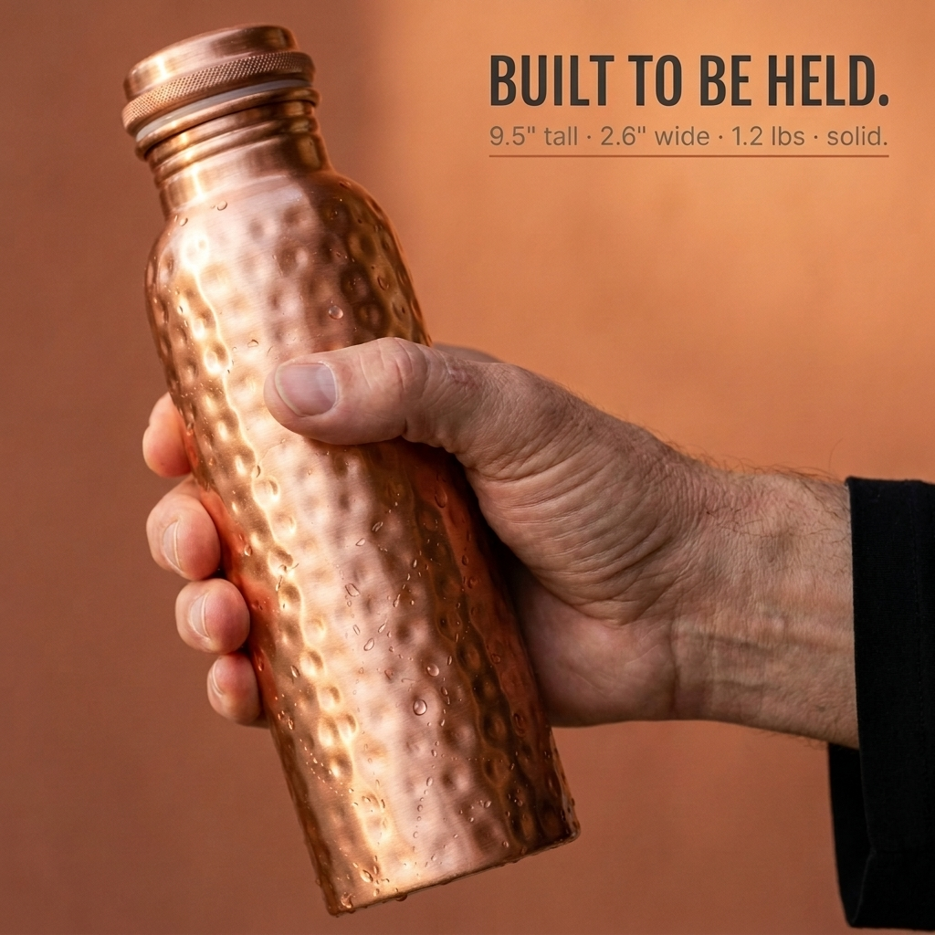 Ayurvedic Hand-Hammered Pure Copper Bottle